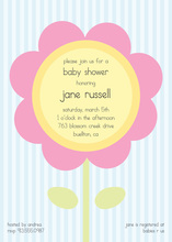 Baby Shower Pink Flower Stripes Invitation