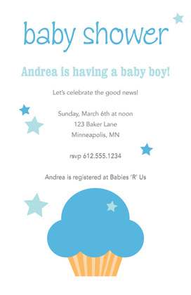 Cup Cake Sprinkles Baby Shower Invitations