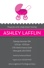 Trendy Pram Pink Invitations