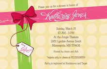 Green Pink Ribbon Present Invitations