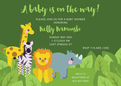 Jungle Friends Pink Birthday Invitations