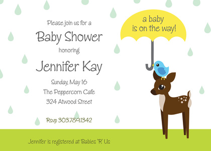 Rainy Day Baby Boy Shower Invitations