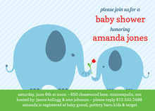 Elephant Holding Umbrella Baby Shower Invites