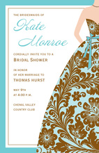 Beautiful Turquoise Damask Bridesmaid Invitations