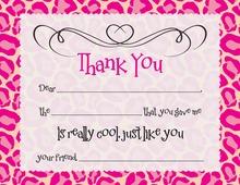 Pink Diva Day Cheetah Print Fill-in Thank You Cards