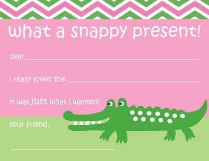 Pink Chevron Green Alligator Note