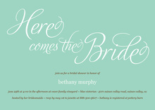 Here Comes The Bride Script Bridal Shower Invitations