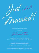 Just About Married Sign Blue Bridal Shower Invitations