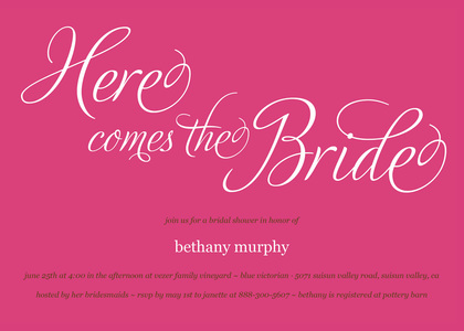 Here Comes The Bride Orange Bridal Shower Invitations