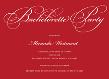 Script In Deep Red Bachelorette Invitations