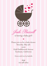 Beautiful Baby Buggy Pink Invitations