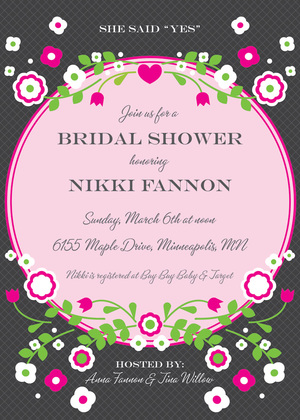 Vintage Yellow Floral Frame Accented Bridal Invites