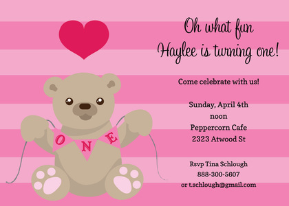 First Birthday Boy Teddy Bear Invitation