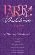 Purple Damask Quirky Bachelorette Party Invitations