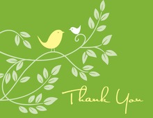 Modern Green Wave Mama Bird Thank You Cards