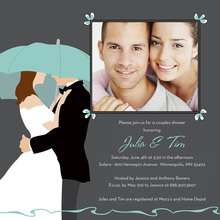 Teal Umbrella Love Photo Wedding Invitations