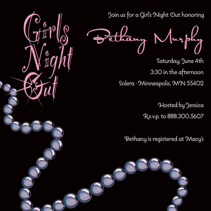 Girls Night Out Pearls Pink Square Party Invitations