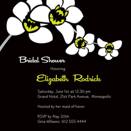 White Orchid Grey Square Bridal Shower Invitations