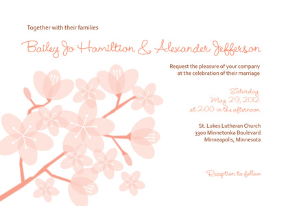 Modern Spring Time Posies Maroon Wedding Invitations