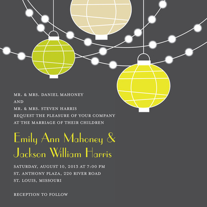 Light Lantern Glow Green Background Invitations