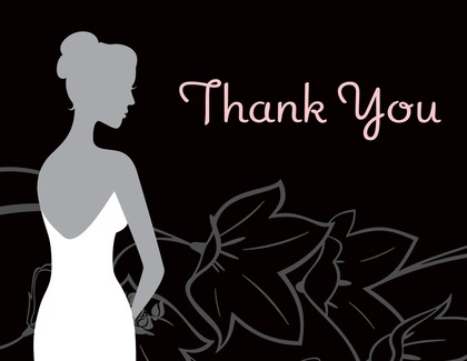 Bride on Flowers Red Thank You Cards