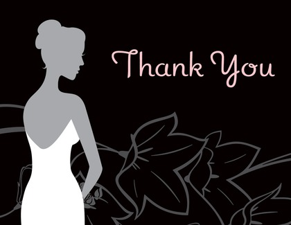 Bride on Flowers Charcoal Thank You Cards