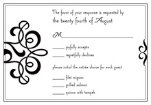 Classic Flourish In Modern Black RSVP Cards