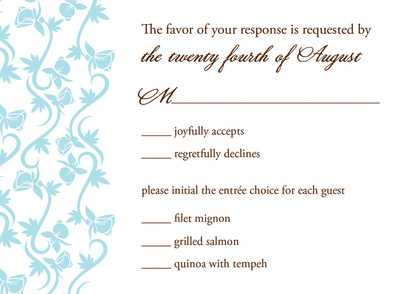 Formal Teal Vines Chocolate Wedding Invitations
