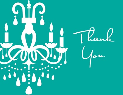 White Chandelier Blue Thank You Cards