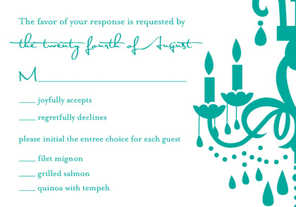 Modern Chandelier Turquoise Formal Party Invitations