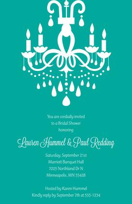 White Chandelier Silhouette Turquoise Enclosure Cards