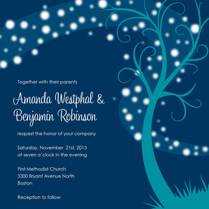 Whimsical Night Swirl Lime Square Wedding Invites