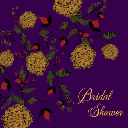 Vintage Floral Square Brown Bridal Shower Invitations