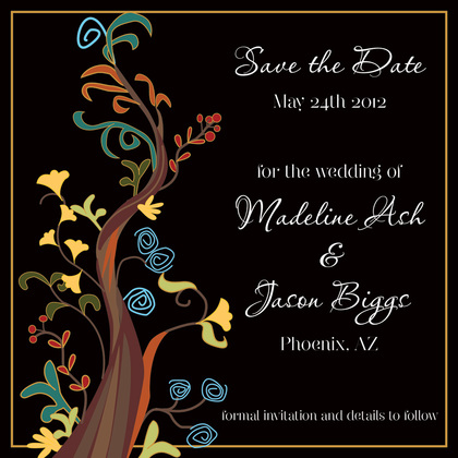 Abstract Vines Teal Wedding Invitations