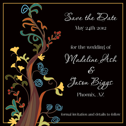 Unique Abstract Tree Orange Wedding Invitations