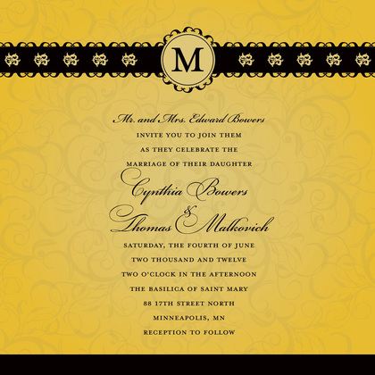 Purple Flourish Black Band Formal Wedding Invitations