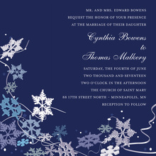 Blue Winter Snowflakes In Deep Navy Invitation