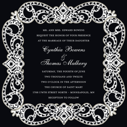 Elegant Vine Frame Silver Square Wedding Invitations