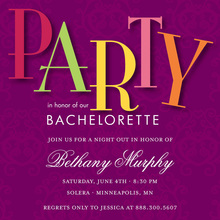 Purple Damask Quirky Bachelorette Party Invitations