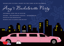 Bachelorette In Limo Silhouette Invitations