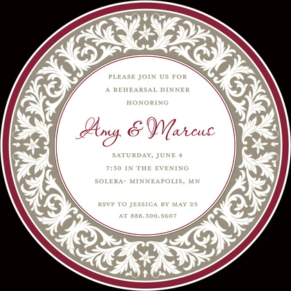 Taupe Burgundy Decorative Plate RSVP Cards