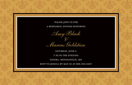 Unique Black Damask Frame Formal Party Invitations