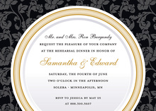 Elegant Rehearsal Dinner Gold Trim Formal Invitations