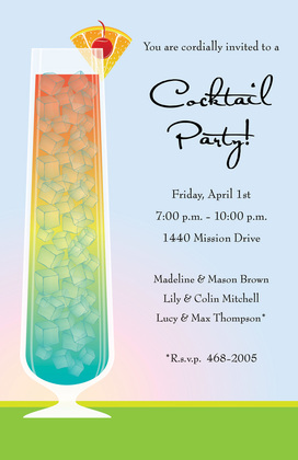 Sunset Cocktail Pink Formal Drink Party Invitations