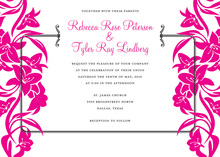 Clean Magenta Side Exquisite Bouquet Wedding Invites