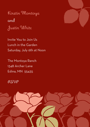 Contemporary Retro Roses In White RSVP Cards