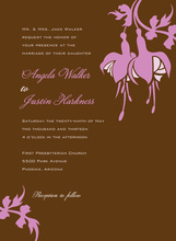 Elegant Pink Bulbs On Brown Wedding Invitations