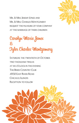 Blue Peach Blooms Wedding Invitations