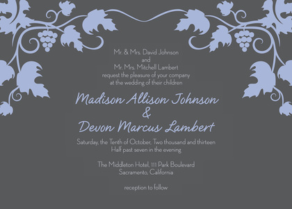 Modern Grape Vine Lavender Wedding Invitations