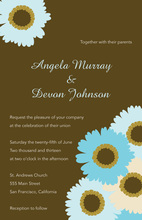 Subtle Blue Floral In Brown Wedding Invitations